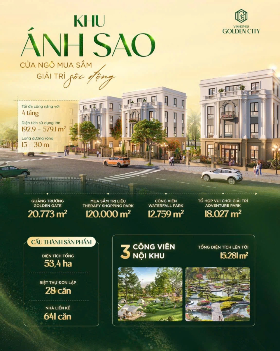 Thông tin phân khu mở bán đầu tiên - Ánh Sao Vinhomes Golden City Thông tin phân khu mở bán đầu tiên - Ánh Sao Vinhomes Golden City