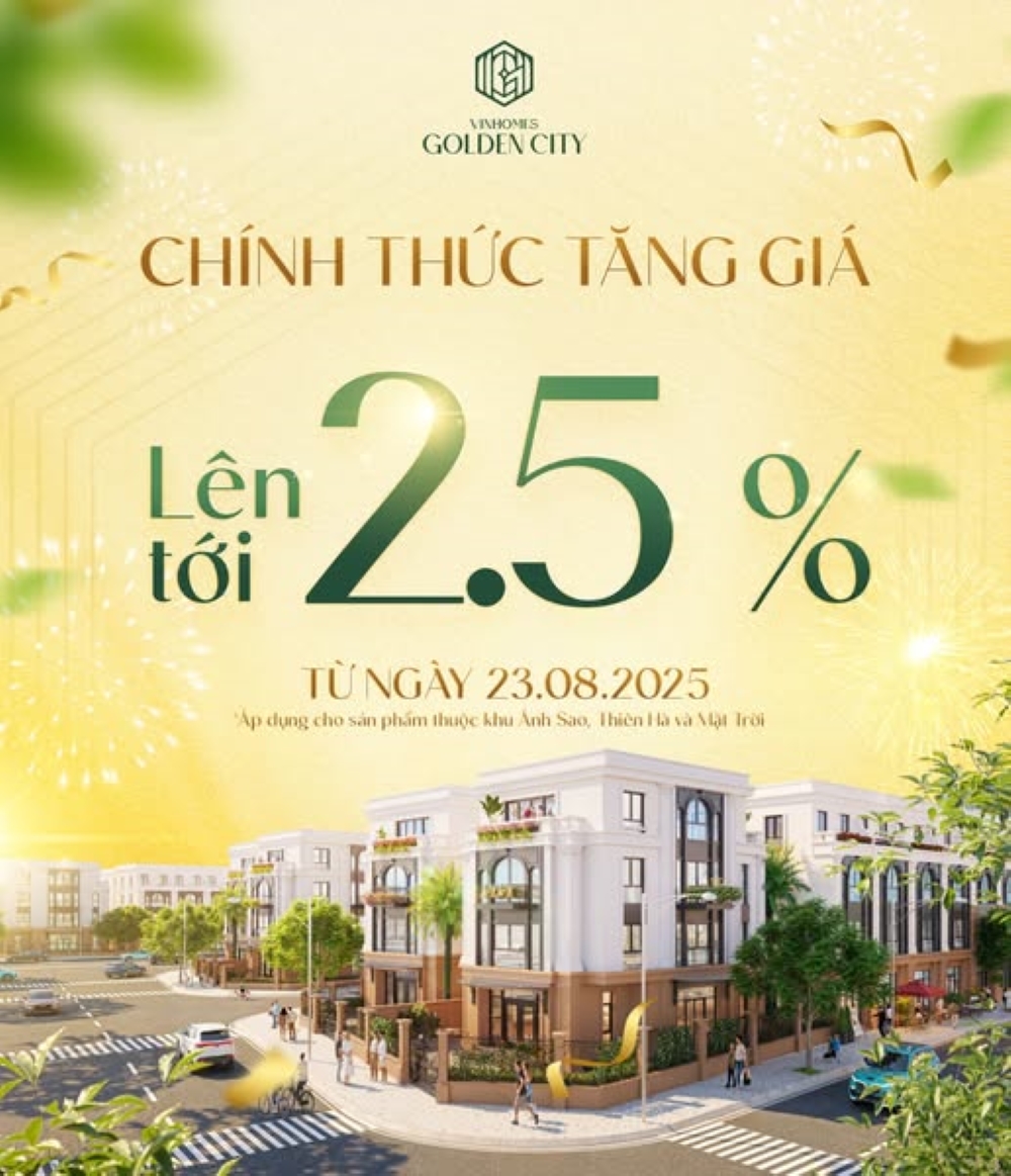 Vinhomes Golden City tăng giá từ 23/08/2025 – Dấu mốc thiết lập mặt bằng giá mới trên thị trường Vinhomes Golden City tăng giá từ 23/08/2025 – Dấu mốc thiết lập mặt bằng giá mới trên thị trường