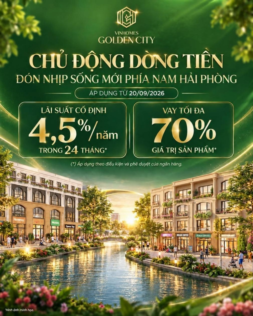 Chính sách bán hàng Vinhomes Golden City T9/2026: Hỗ trợ vay tối đa 70%