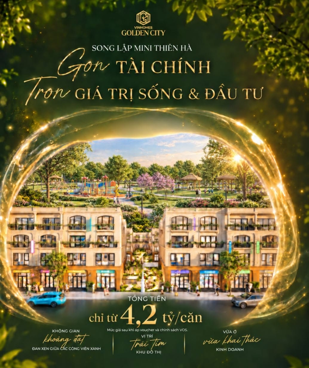 Chính sách bán hàng Vinhomes Golden City T9/2026: Thanh toán sớm được chiết khấu 11%/năm